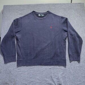 Vintage 90s Polo Ralph Lauren CrewNeck Pullover Sweatshirt Navy Blue Men's XL